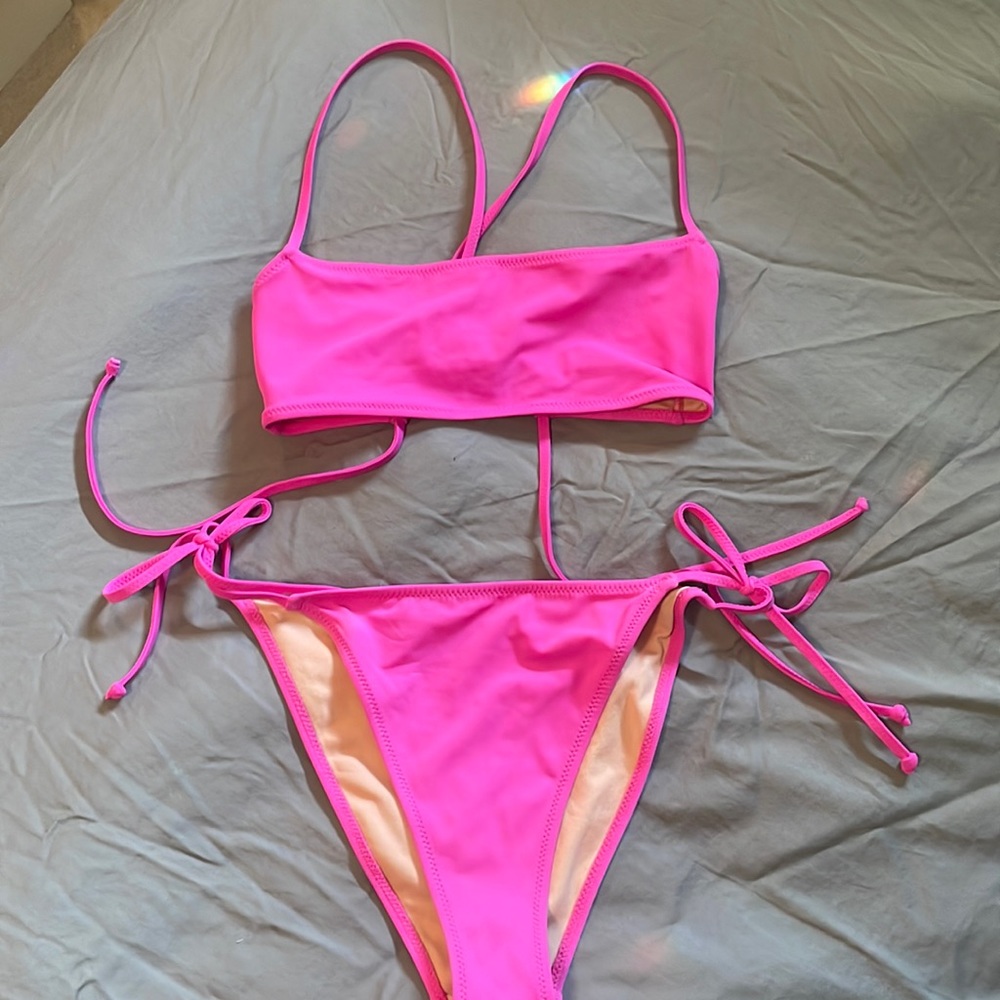 LA Hearts hot pink string bikini